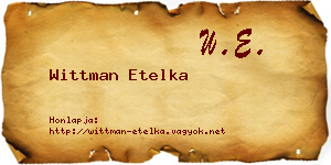 Wittman Etelka névjegykártya